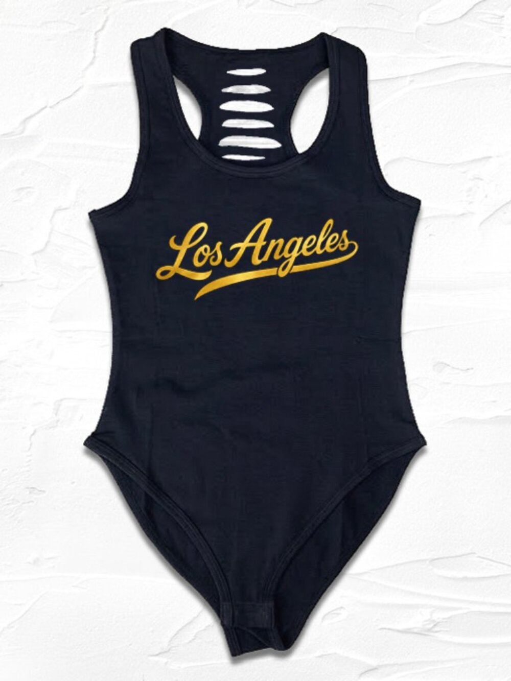 Los Angeles Womens Bodysuit Black/Gold Graphic Racerback, Baseball outfit